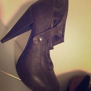 Brown bootie heels